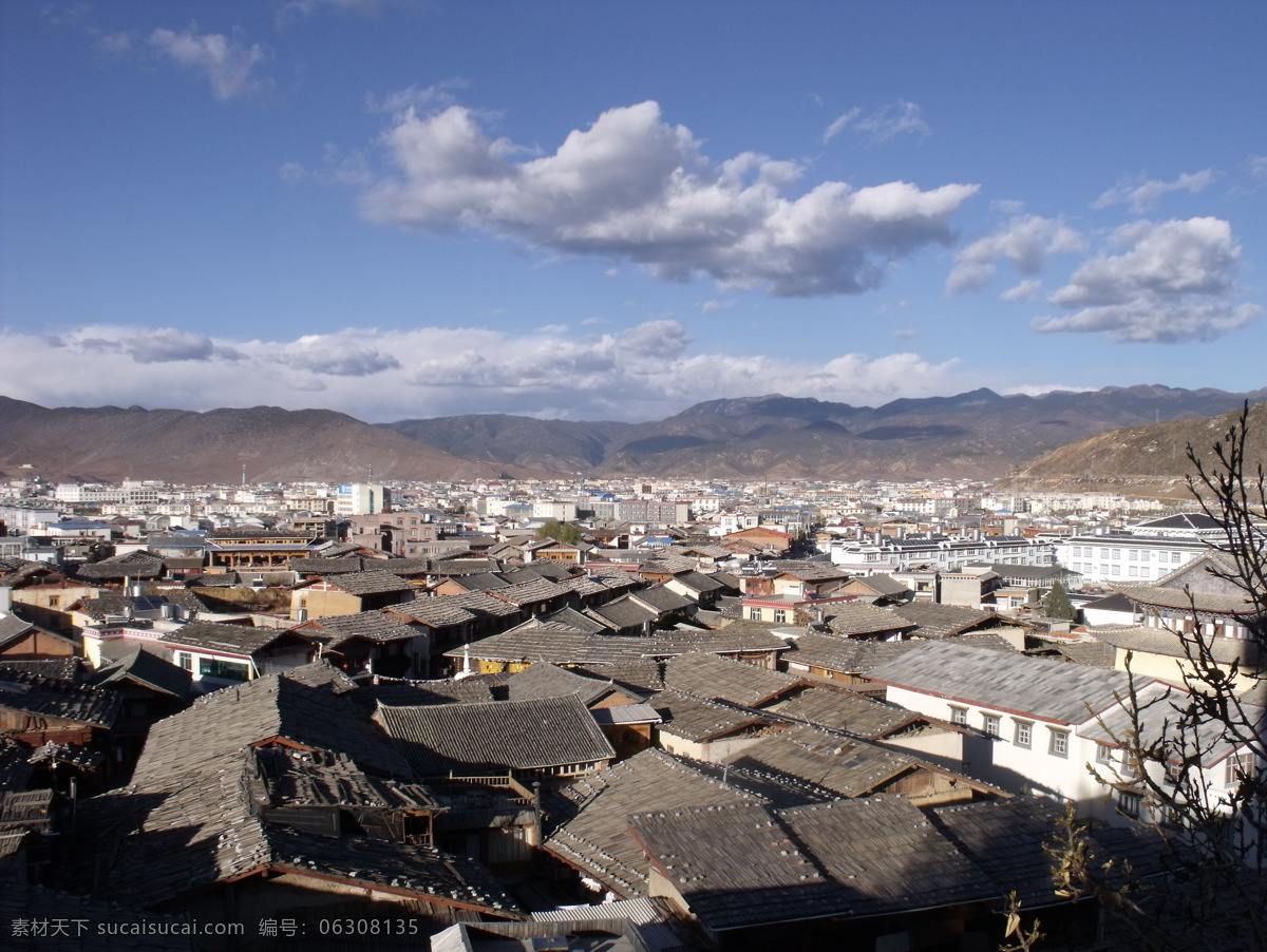 香格里拉 古镇 图 白云 蓝天 风景 生活 旅游餐饮