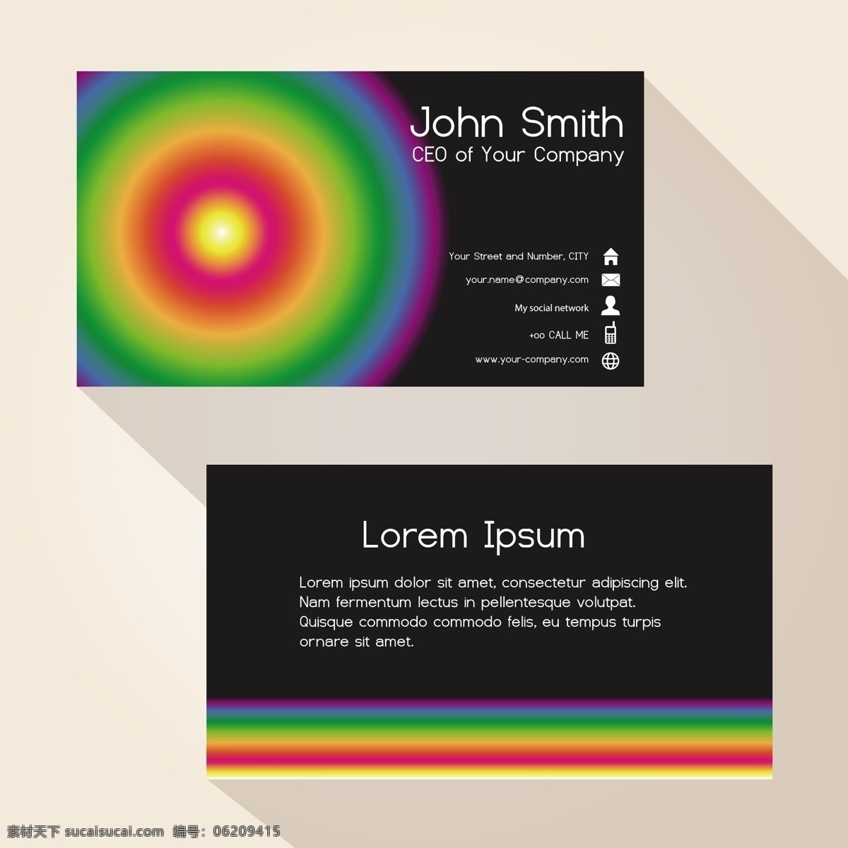 彩色 立体 图案 卡通 矢量 黑色 光圈 英文 卡片 矢量素材 设计素材 平面素材
