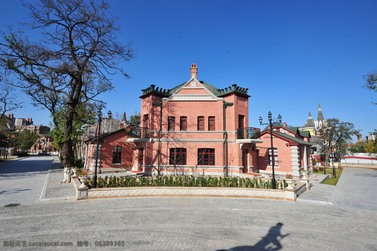 建筑 红房子 建筑摄影 建筑园林 蓝天 美景 欧式 老建筑 家居装饰素材