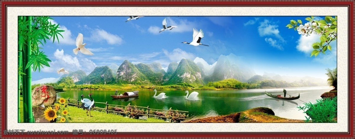 山水画 大自然 风景 桂林山水 画 美景 模板下载 源文件 自然景色 家居装饰素材 山水风景画