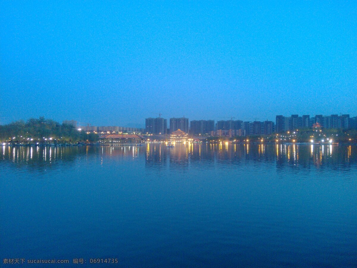 南湖夜景 西安 南湖 夜景 拍照 唯美 风景名胜 自然景观