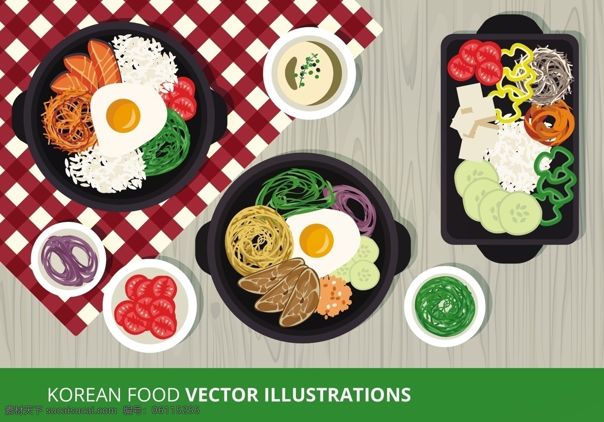 手绘 韩国 食物 插画 美食 手绘食物 矢量素材 美食插画 扁平化食物 手绘美食 韩式美食 食物插画