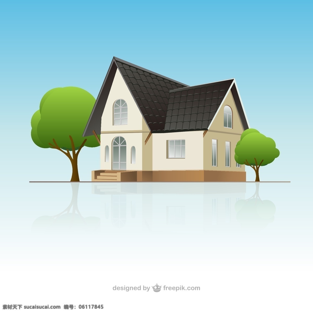 立体 房屋 矢量 树木 建筑 住宅 高清图片
