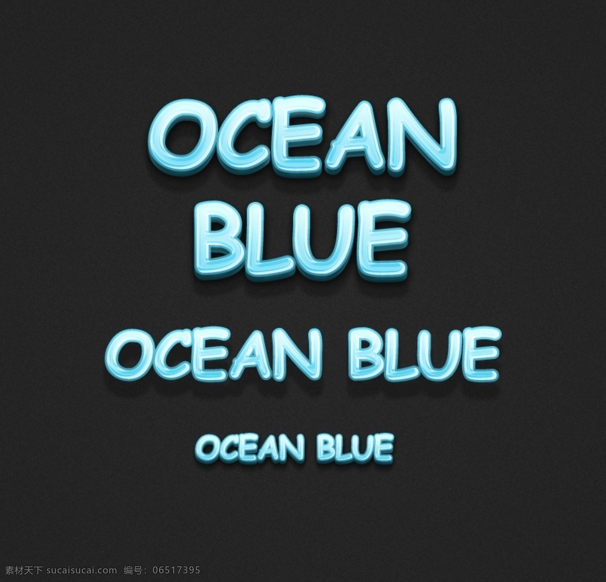 3d ocean blue style 字体设计 艺术字 黑色