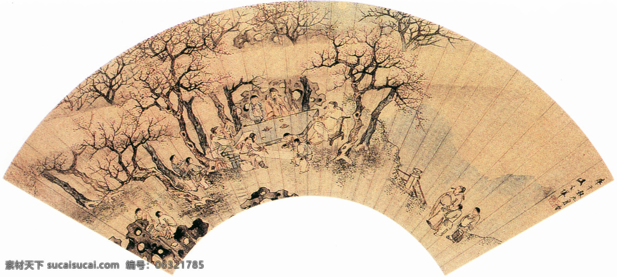 山水 名画 a 春 夜宴 桃李 园 图 国画 山水画 水墨画 文化艺术