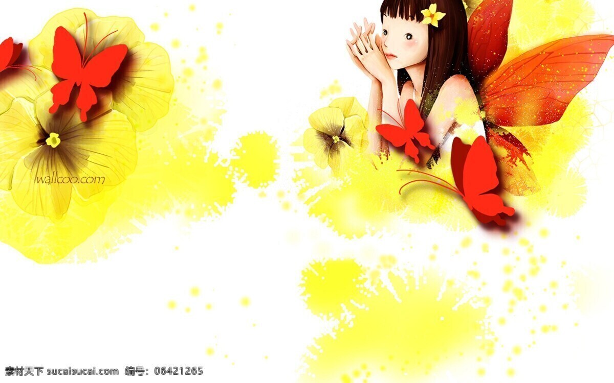 花仙子 插画 花朵 可爱的 女孩 插画集