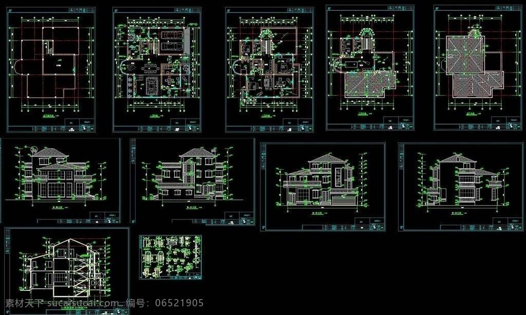 cad平面图 cad设计图 cad施工图 别墅建筑 家装 立面图 室内设计 源文件 别墅 建筑 cad 施工图 二层别墅 平面布置 施工图纸 dwg cad素材 室内图纸