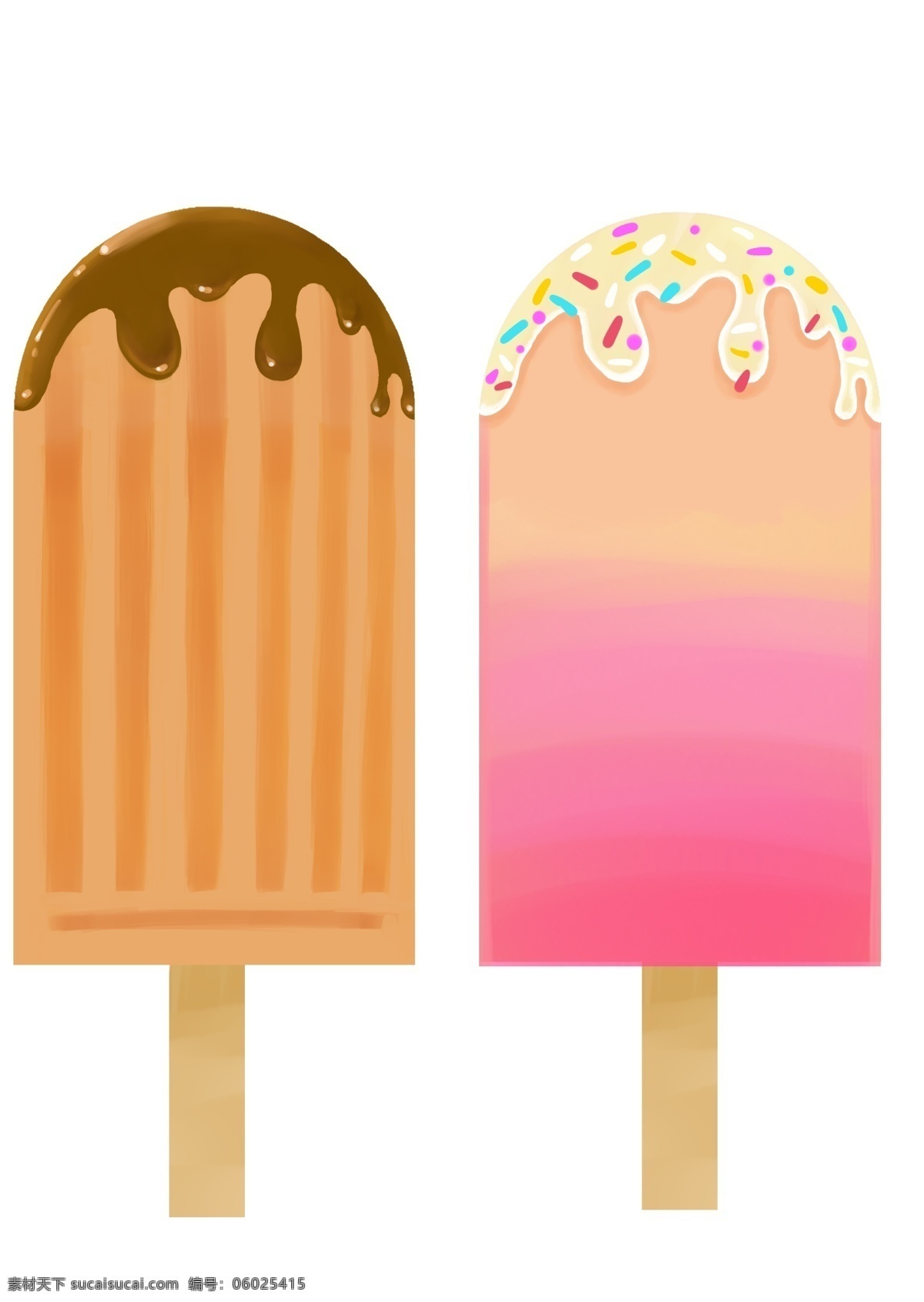 棒冰 雪糕 冰淇淋 手绘 冷饮 图标 元素 夏季
