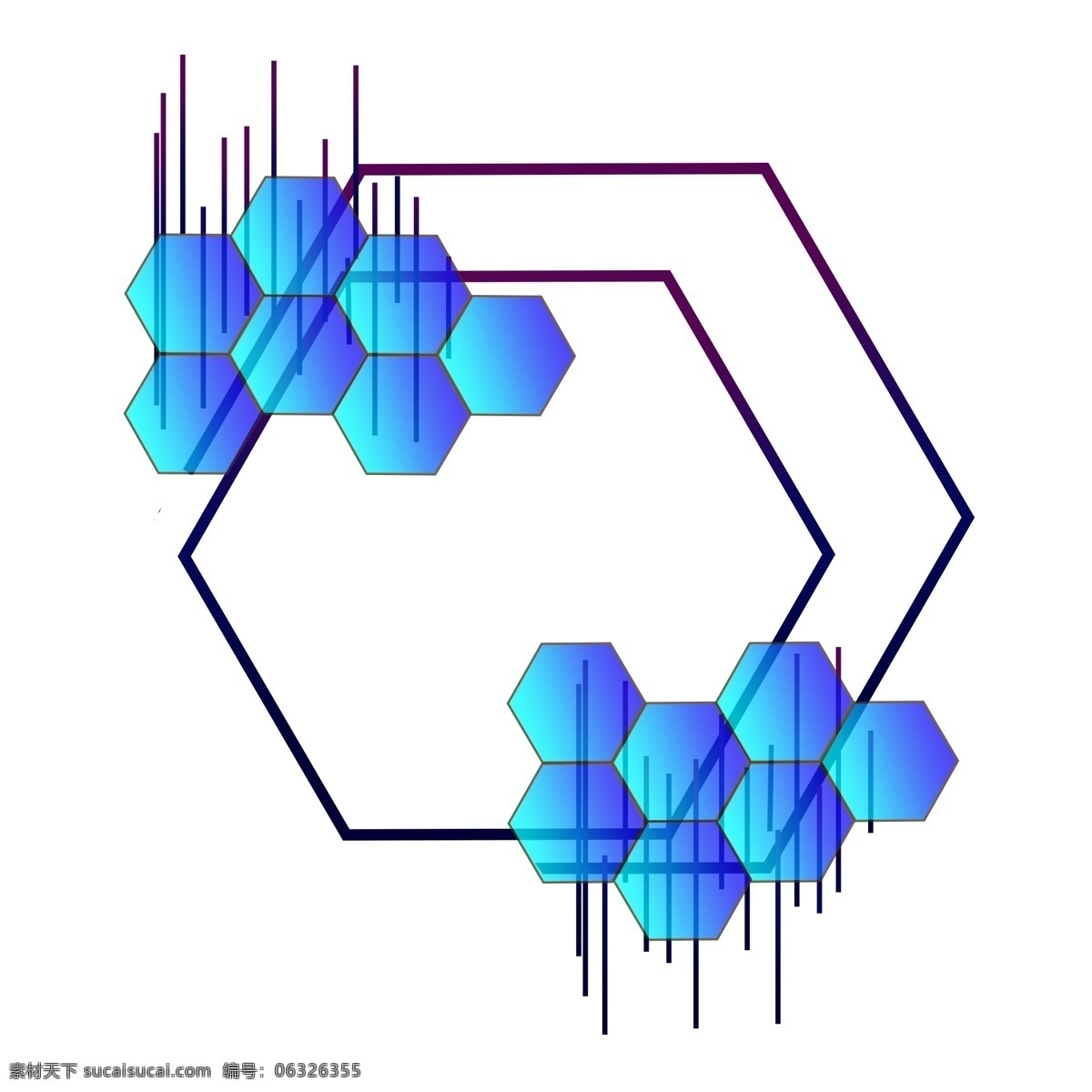六边形 蜂窝 类 装饰 边框 商用 渐变 科技感边框 简约 可商用 装饰素材 科技纹理