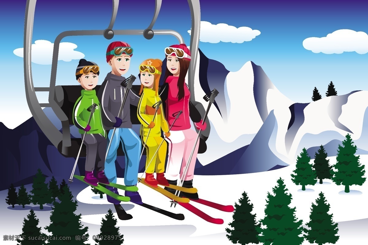比赛 滑雪 滑雪场 绘画 卡通 卡通背景 卡通儿童 卡通人物 卡通形象 矢量 模板下载 雪场 人物 手绘 人物主题 日常生活 矢量人物 人物矢量素材 职业人物 矢量图