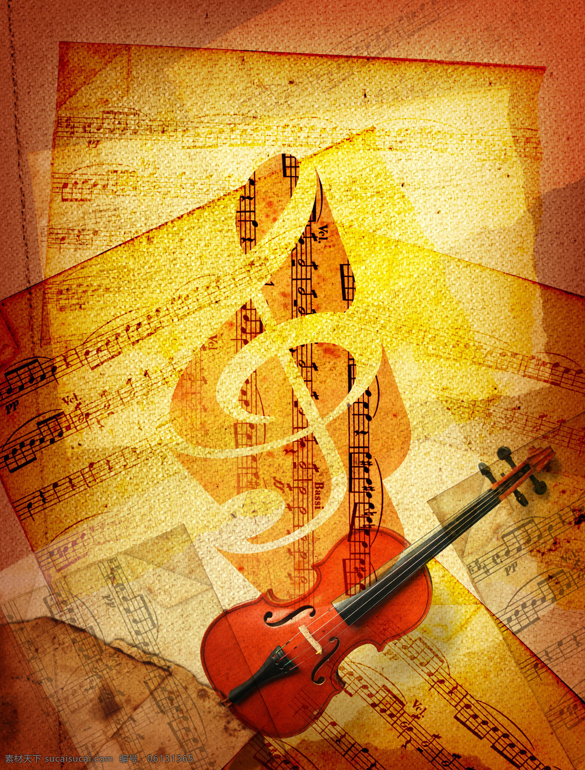 小提琴 音乐 背景 乐器 影音娱乐 音乐符 乐谱 音乐背景 生活百科 黄色