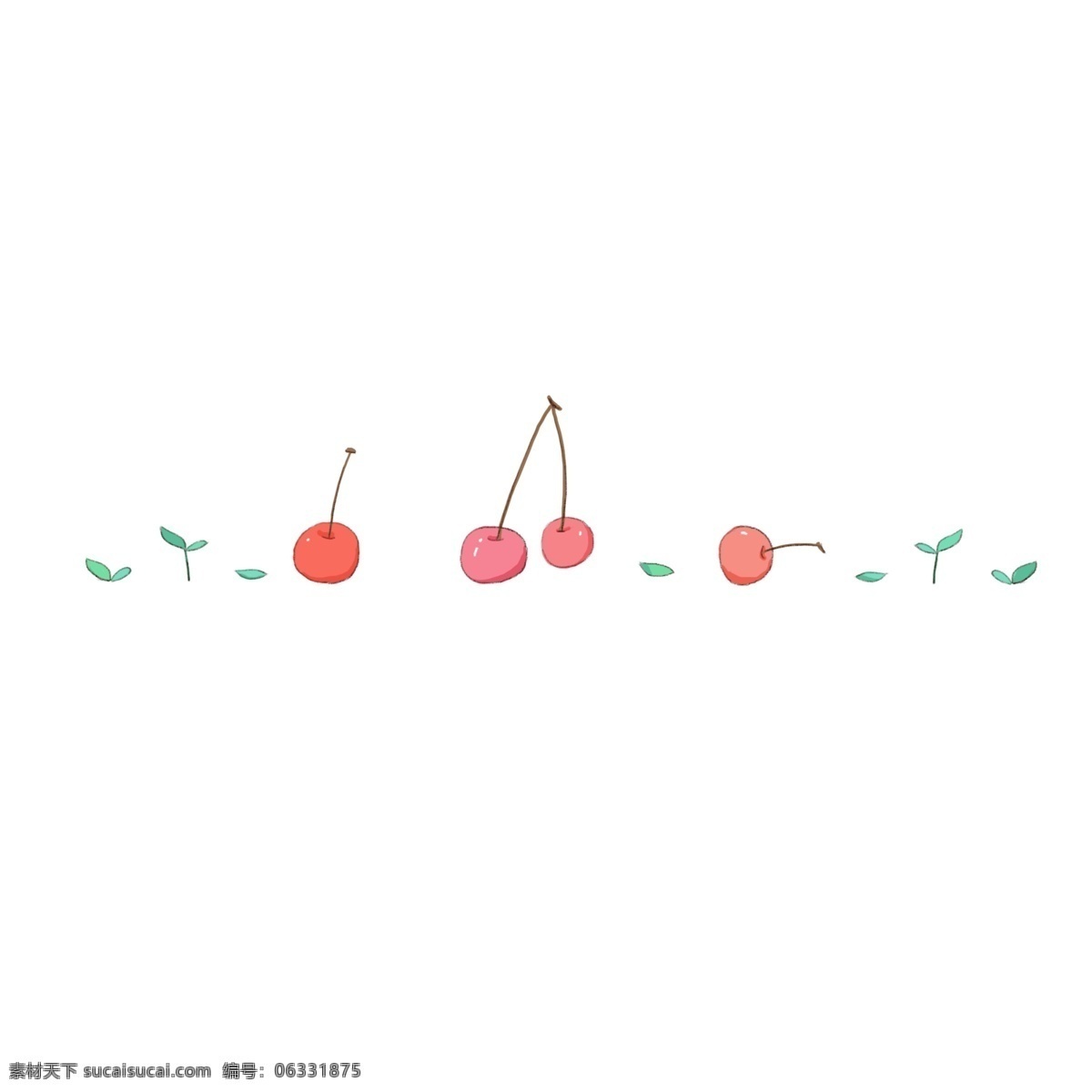 樱桃 叶子 分割线 插画 樱桃分割线 插图