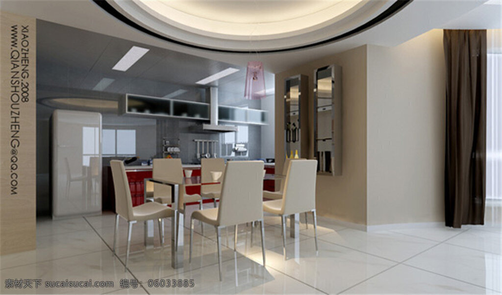 现代 餐厅 模型 3d素材 室内设计 现代餐厅 桌椅组合 灰色