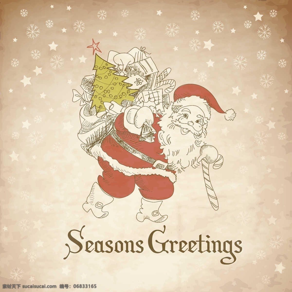 圣诞老人 线 稿 卡片 矢量 圣诞节贺卡 手绘头像 雪花底纹 线稿卡片