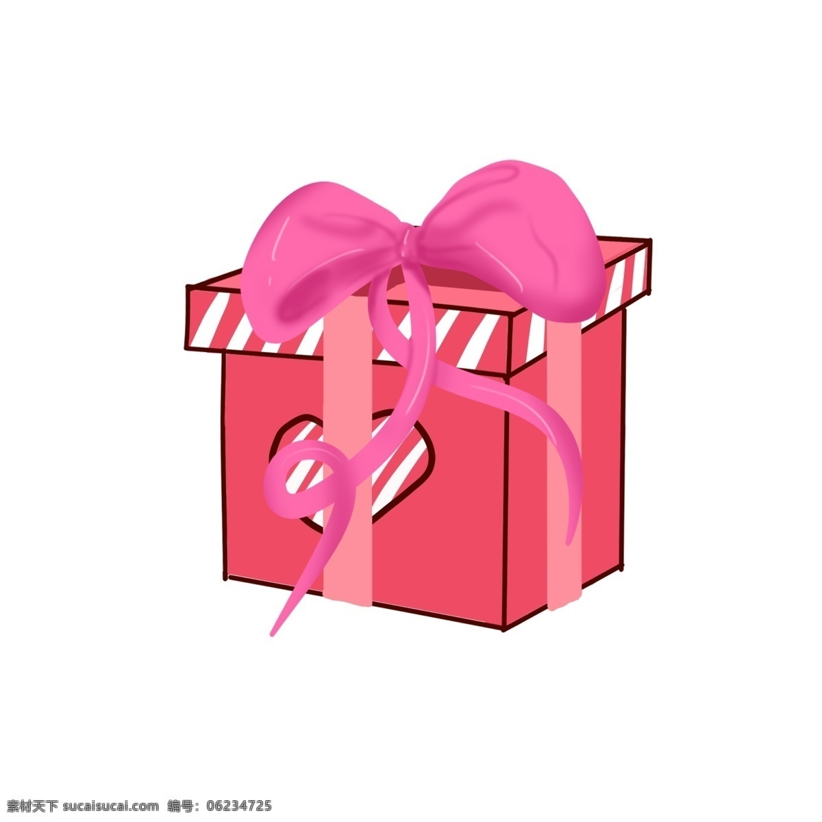 手绘 方形 礼物 盒 插画 情人节 红色蝴蝶结 礼物盒 红色礼物盒 方形礼物盒