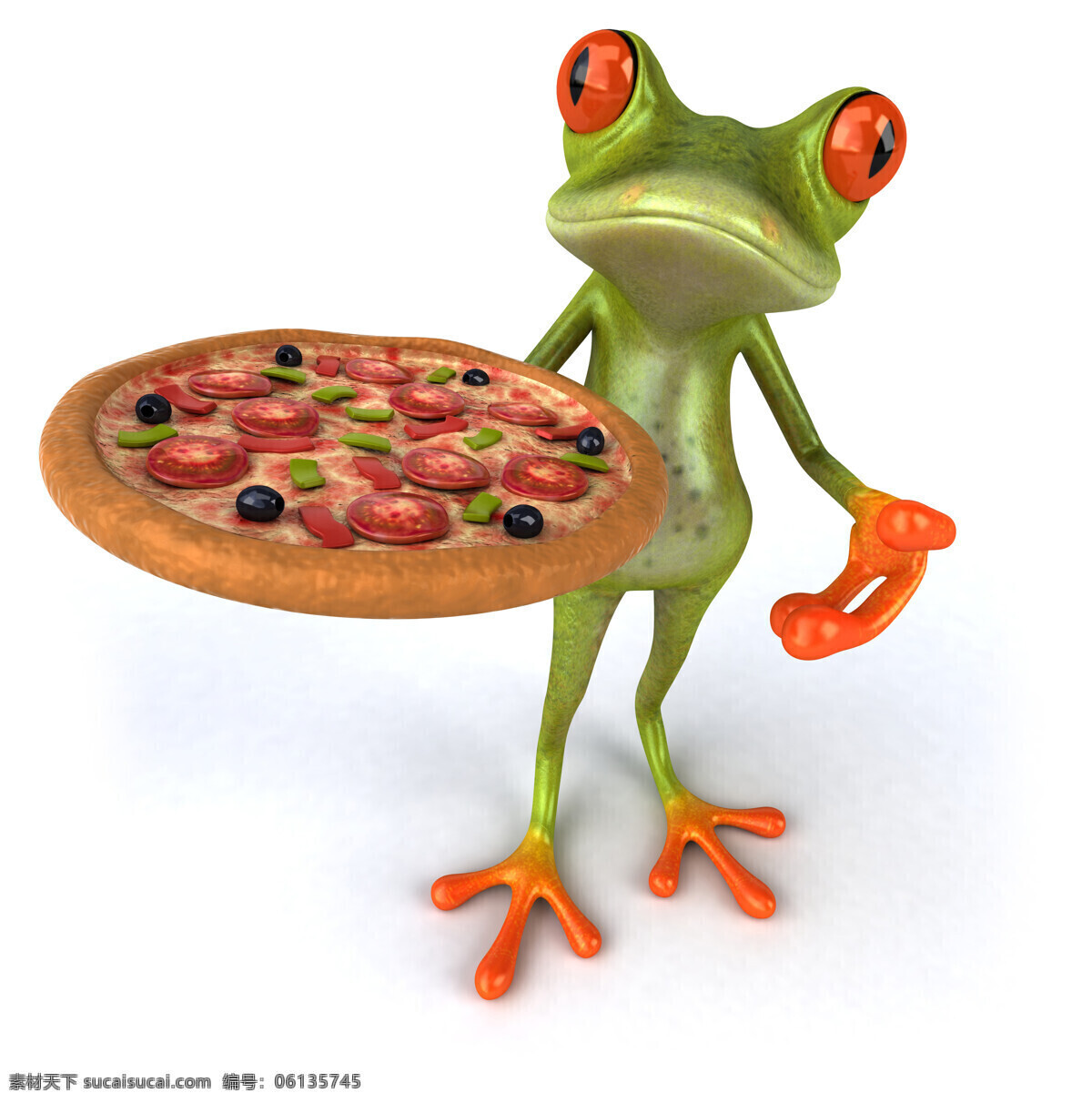 美味 披萨 卡通 青蛙 动物 卡通动物 漫画插画 卡通青蛙 食物 水中生物 生物世界