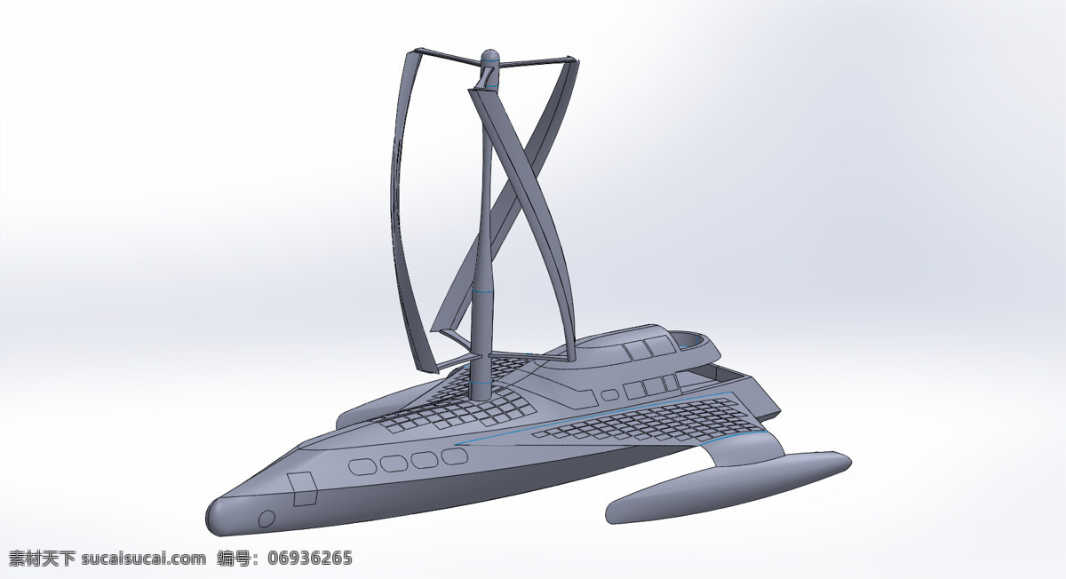 太阳 帆船 v2 海洋 太阳能 游艇 发电机组 翼板 风力发电机 3d模型素材 其他3d模型