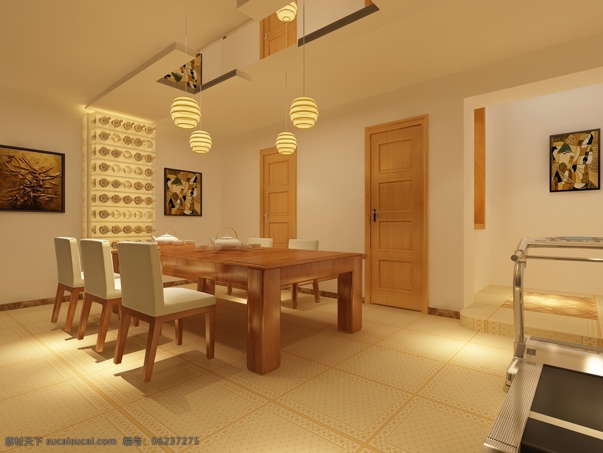 现在 中式 装修 餐厅 酒柜 欧式 现代 装饰 3d模型素材 室内装饰模型