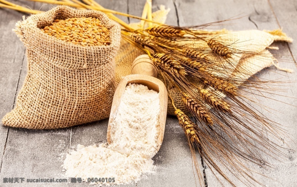 麻袋 里 小麦 麦穗 面粉 撮 瓢 麦子 金色 收成 成熟 食物 食材 原材料 高清图片 生活百科 生活素材
