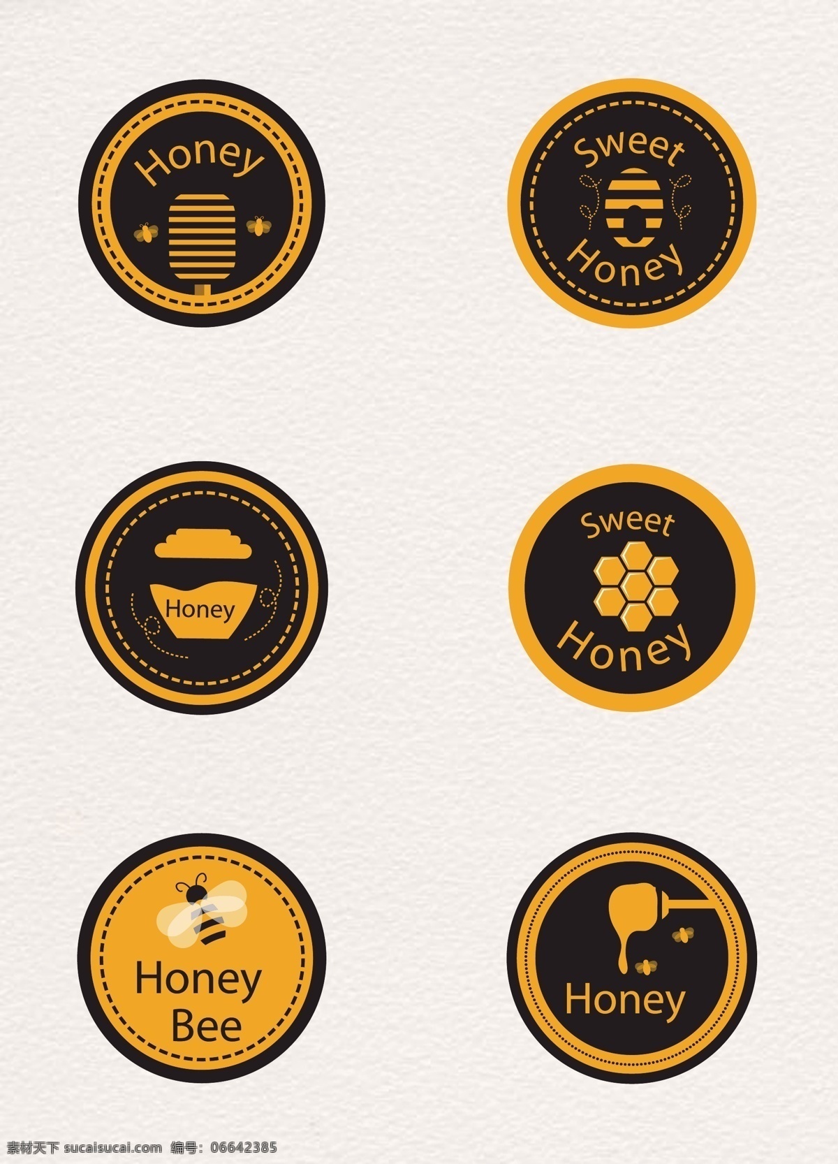 款 圆形 蜂蜜 徽章 矢量 创意 时尚 图标 手绘 蜜蜂