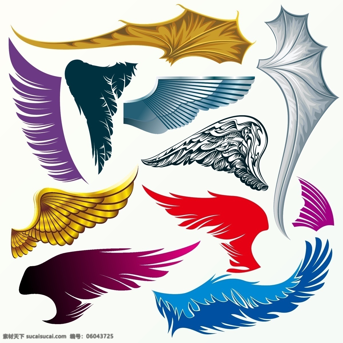 恶魔翅膀 天使翅膀 妖精翅膀 妖怪翅膀 角色翅膀 人物翅膀 怪物翅膀 羽毛 蝙蝠翅膀 鸟翅膀
