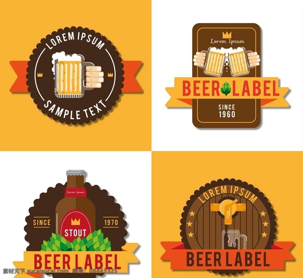 创意 啤酒 标签 啤酒杯 木桶 饮品 源文件 矢量 高清图片