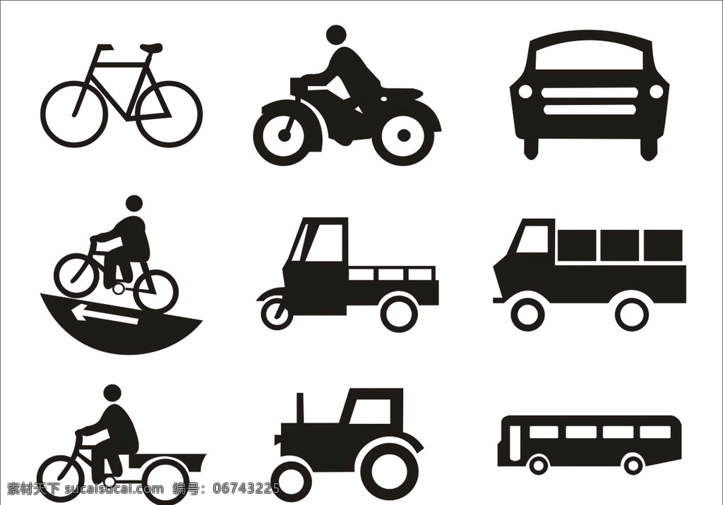 车型 禁止 农用车 单车 摩托车 货车 三轮车 拖拉机 公交车 汽车 汽车矢量 汽车模型 卡通汽车 汽车设计 汽车线条 交通工具