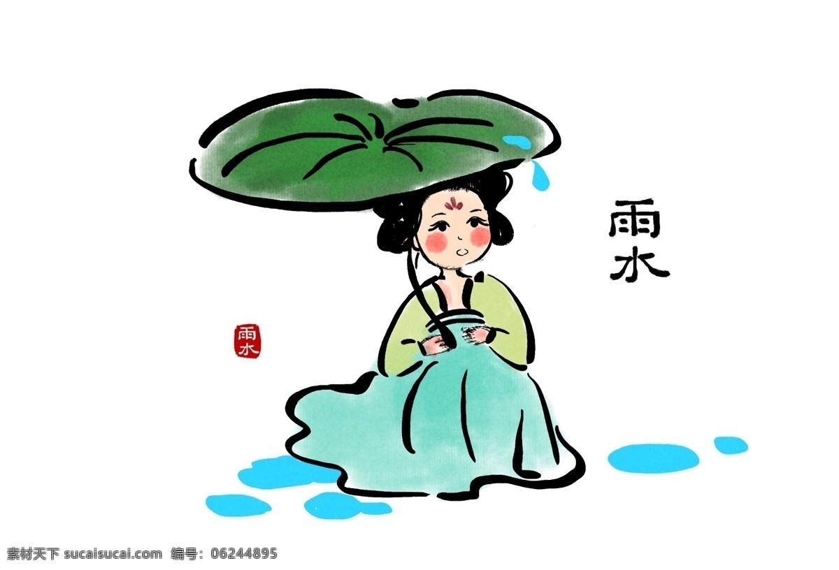 二十四节气 汉 服 汉服少女 节气 手绘 中国风 古典 24节气 印刷品 文化艺术 传统文化