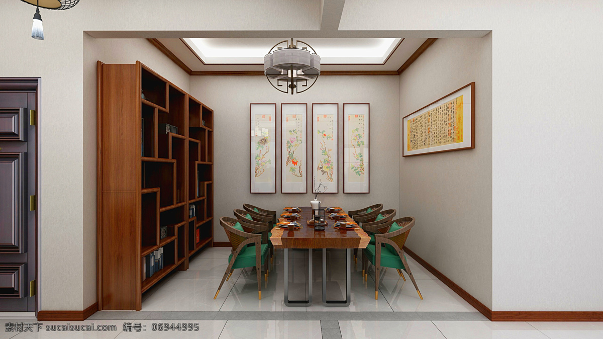 餐厅 效果图 装修 家装 新中式 风格 3d图 室内效果 室内装修 卧室 客厅 厨房 卫生间 阳台 3d 3d设计 3d作品