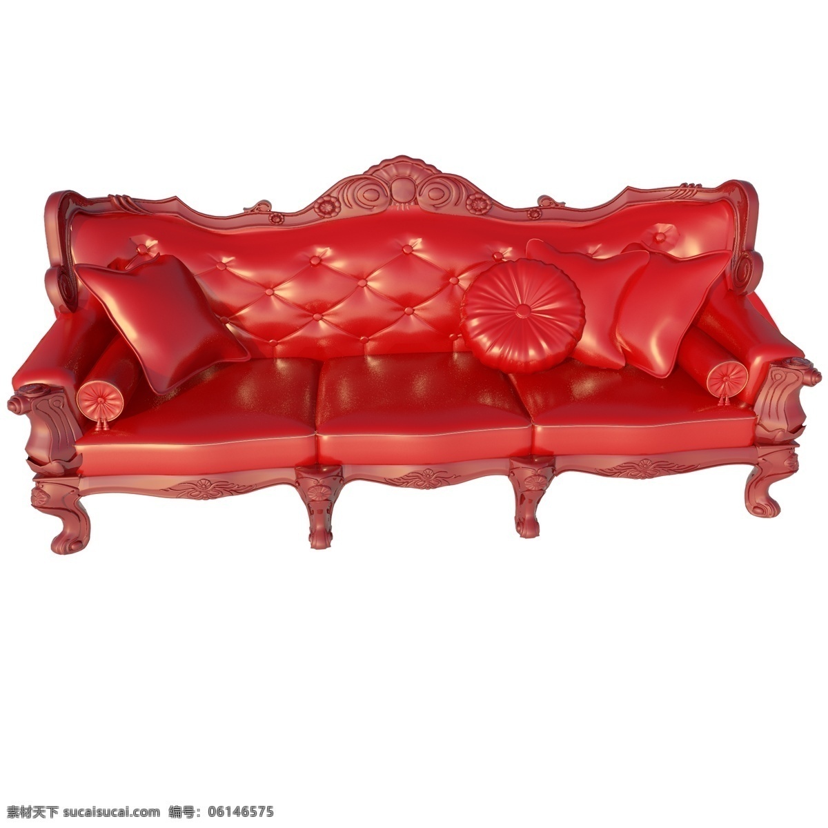 大红色沙发 圆形靠垫 红色沙发 古风 软座