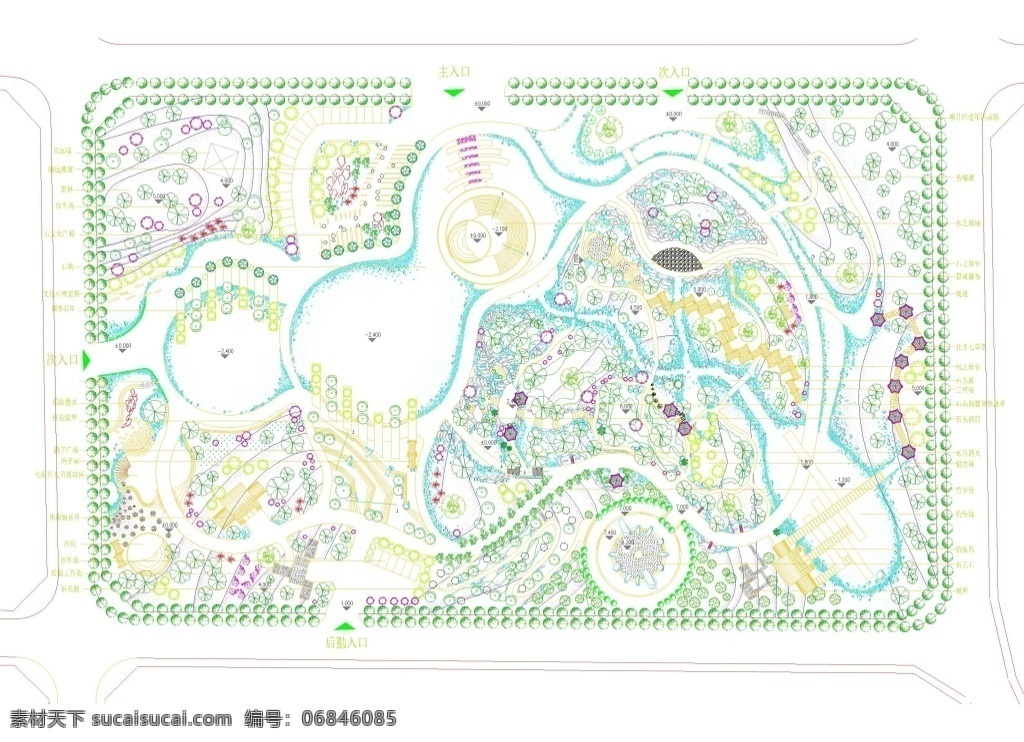 超 精细 中国 风 公园 景观设计 中国风 公园景观设计 公园绿化 植物配置 设施设计 dwg 白色