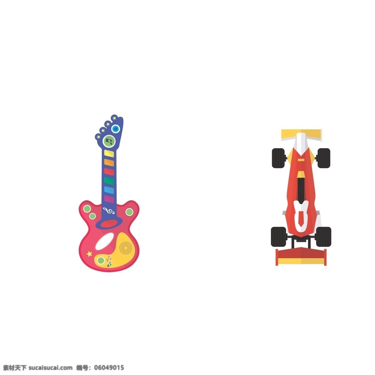 手绘 儿童玩具 矢量 文件 儿童 玩具 吉它 吉他 玩具车 赛车 玩具赛车 免抠 免抠元素
