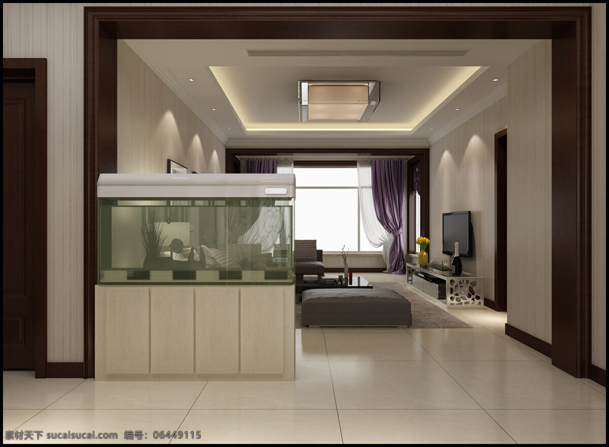 现代 客厅 效果图 鱼缸 哑口 门 家装 3d设计 3d作品