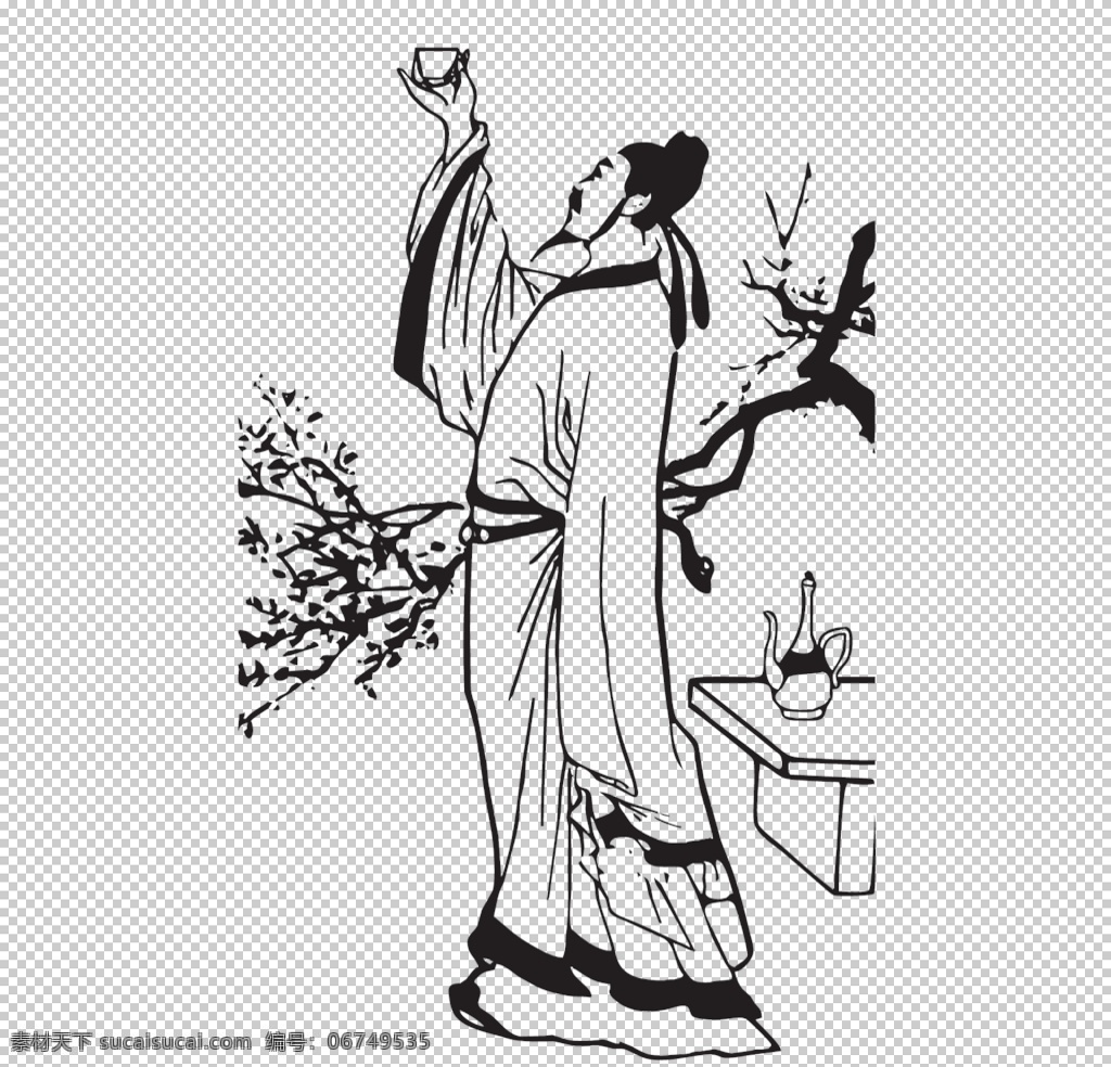 国学人物插画 古代历史名人 古代名医名士 古代诗人 免扣素材 人物图库