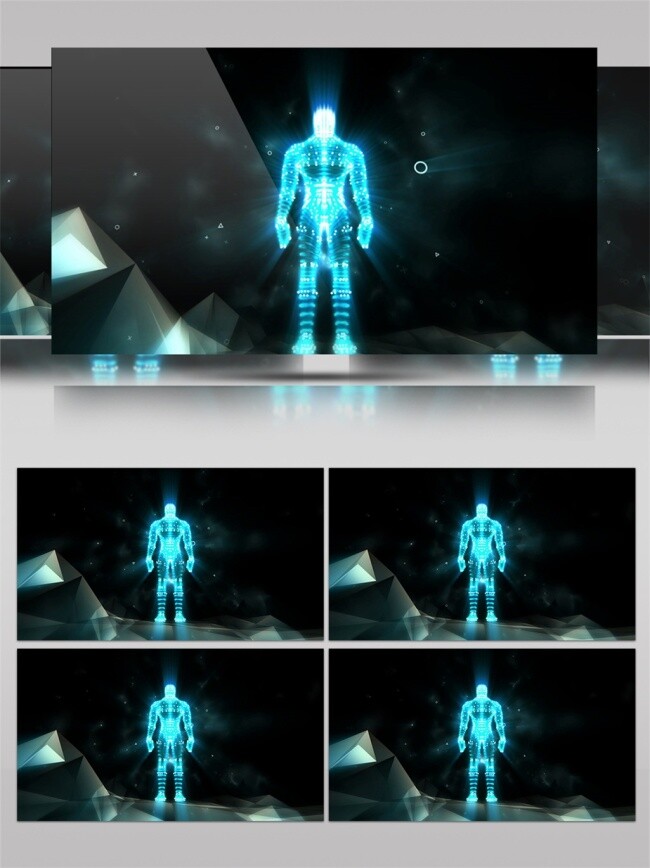 激光 雕塑 机器人 动态 视频 蓝色 光束 人类 手机壁纸 光斑散射 视觉享受