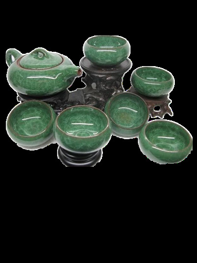 清新 深绿色 茶具 产品 实物 产品实物 绿色茶杯 绿色茶壶 深色茶具