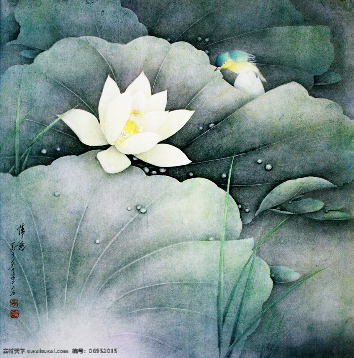 白荷花 彩墨画 国画艺术 荷花 荷叶 花鸟画 绘画 绘画书法 情趣设计素材 情趣模板下载 情趣 美术 中国画 工笔重彩画 荷林 清香 翠鸟 美丽羽毛 水珠 石头 水草 书法 印章 国画集21 文化艺术 装饰素材 雕刻 图案