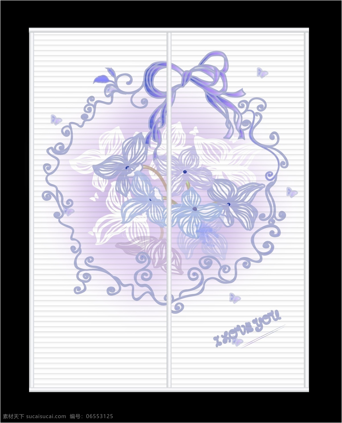 紫色 花纹 百合 蝴蝶结 移门 移门图案 英文字母 紫色花纹 矢量 矢量图 艺术字