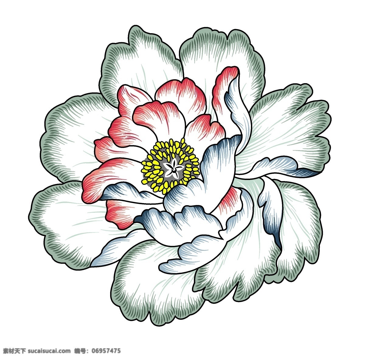 手绘花卉 手绘大花 高清花卉 创意花卉 线条花卉 印花素材 服装图案素材 家纺图案素材 花卉