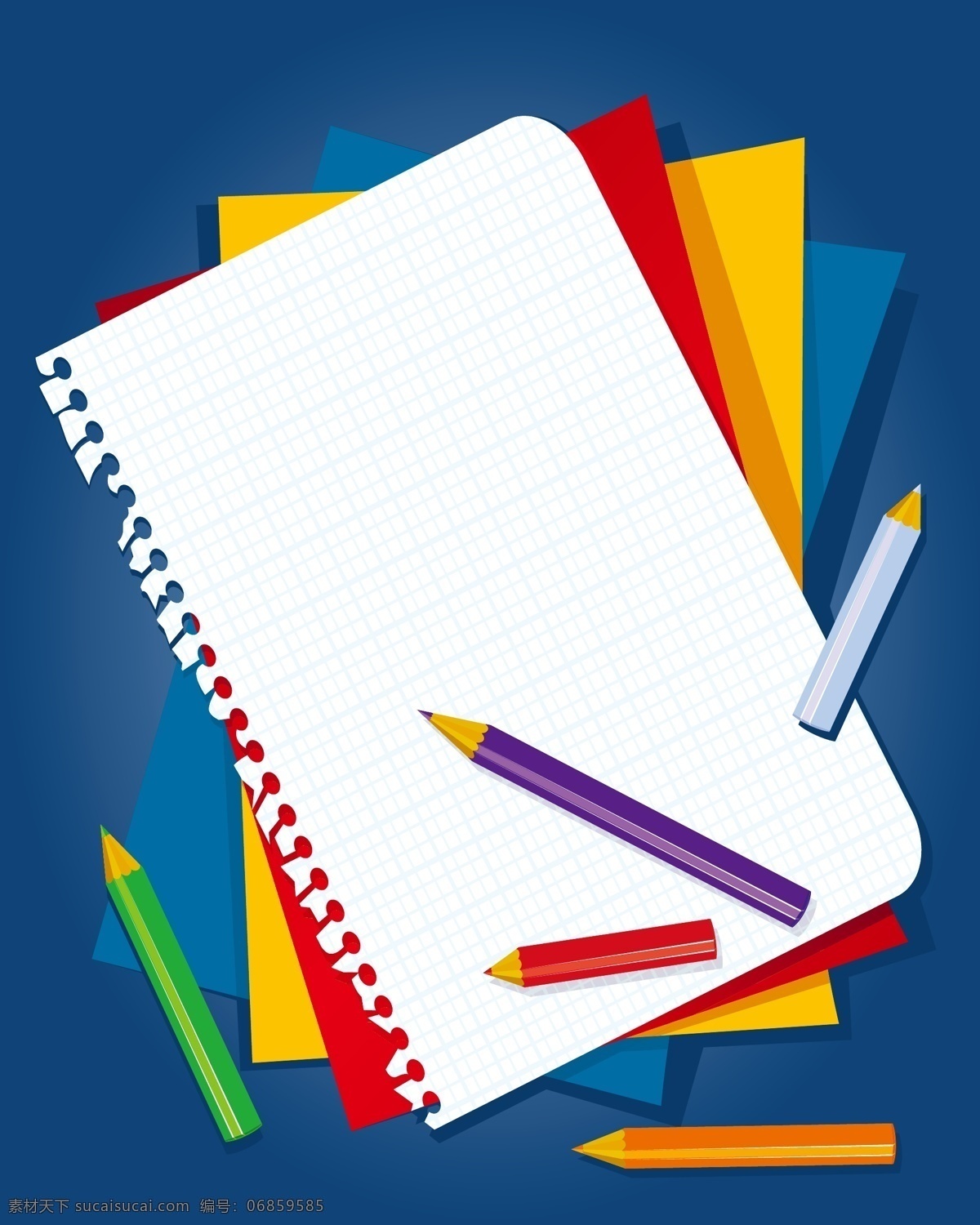 矢量 教育 铅笔 笔记本 背景 教师节 蓝色 立体 书写 纸张