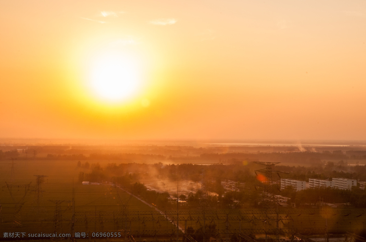 电站夕照 火力发电厂 电站 升压站 夕照 落日 辉煌 暮色 风光 工业生产 现代科技