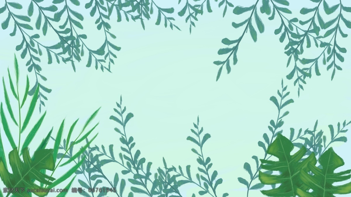 绿色 清新 卡通 植物 叶子 背景 卡通背景 背景图 背景设计 创意 banner 清新背景