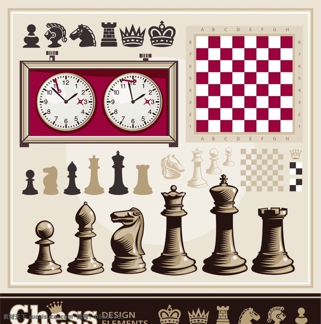 国际象棋 矢量图 象棋 棋盘 挂表 文化艺术 传统文化