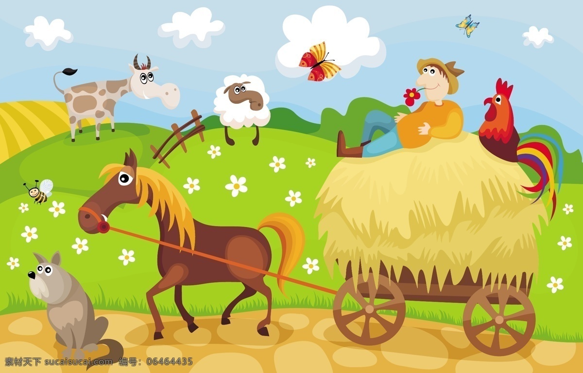 卡通 农场 矢量 卡通的农场 动物 剪贴 画 剪辑 艺术 免费 轮廓 农用 拖拉机 矢量图 其他矢量图