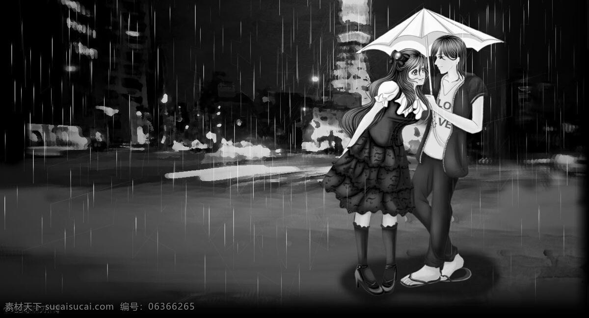 爱情免费下载 爱情 壁纸 街头 下雨 雨伞 背景图片