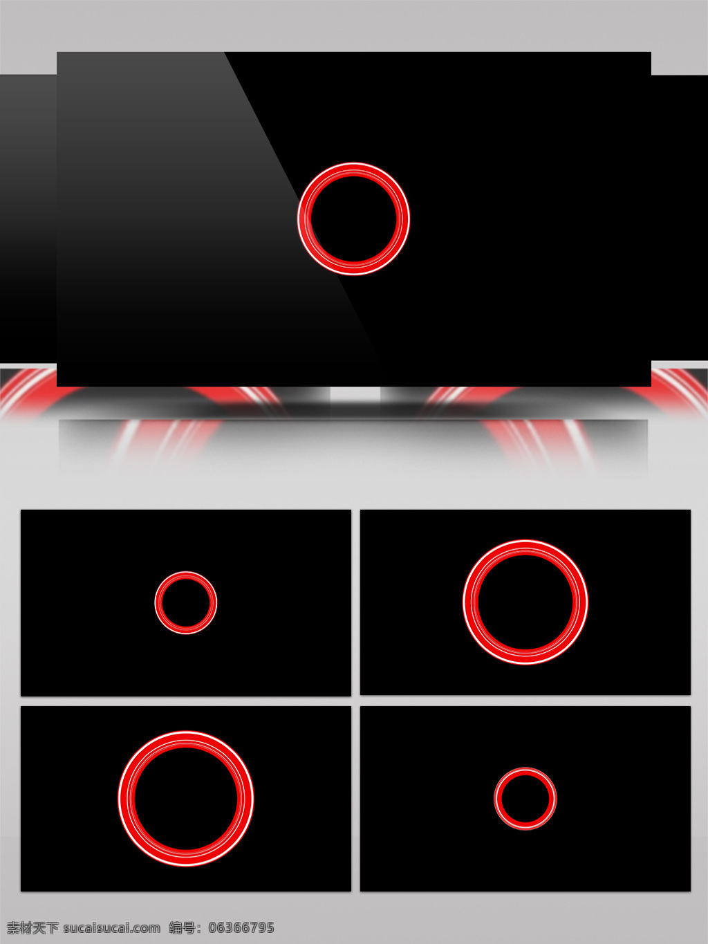 圆环视频素材 红色 圆环 白色边框 视频素材 动态视频素材