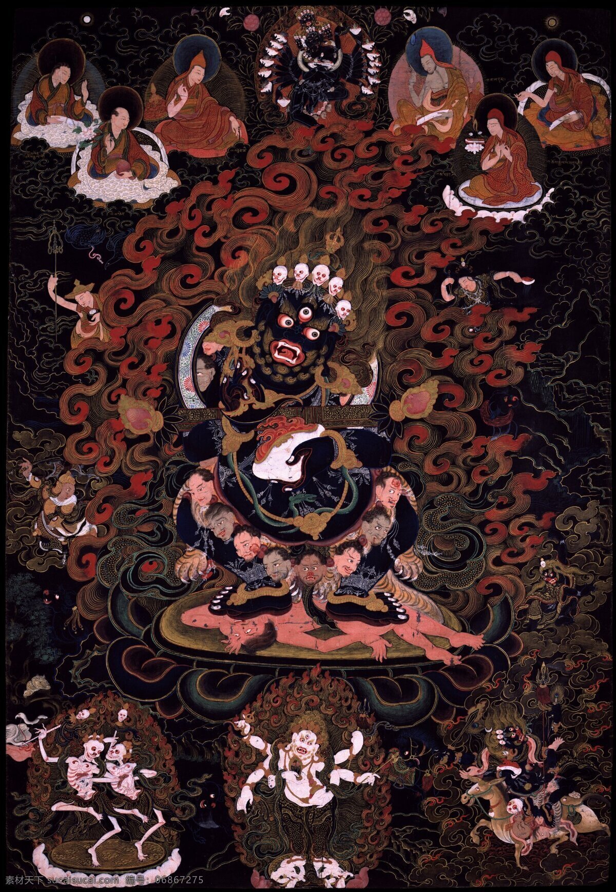 铁棒 祜 主 玛 嘎拉 唐卡 护法像 佛像 佛教 玛哈嘎拉 护法 藏传佛教 文化艺术 宗教信仰