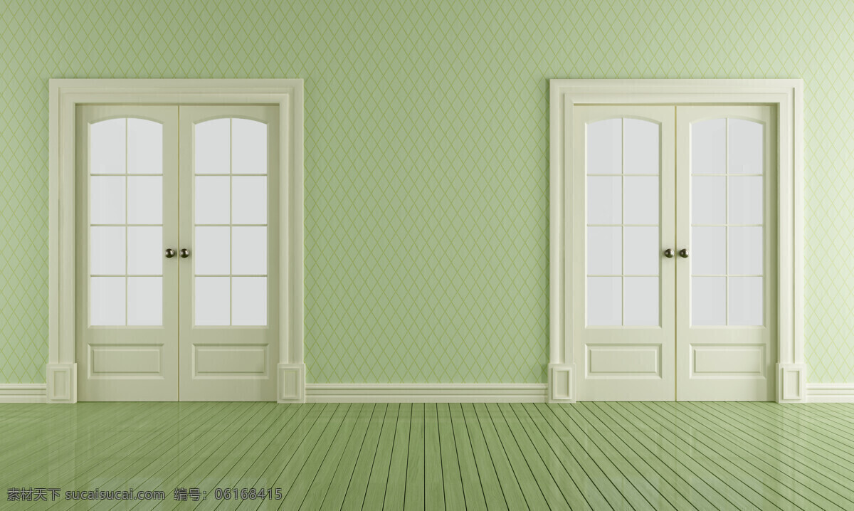 淡绿色 装修 效果图 对开门 地板 绿色地板 绿色墙壁 家装 装饰装潢 室内设计 环境家居