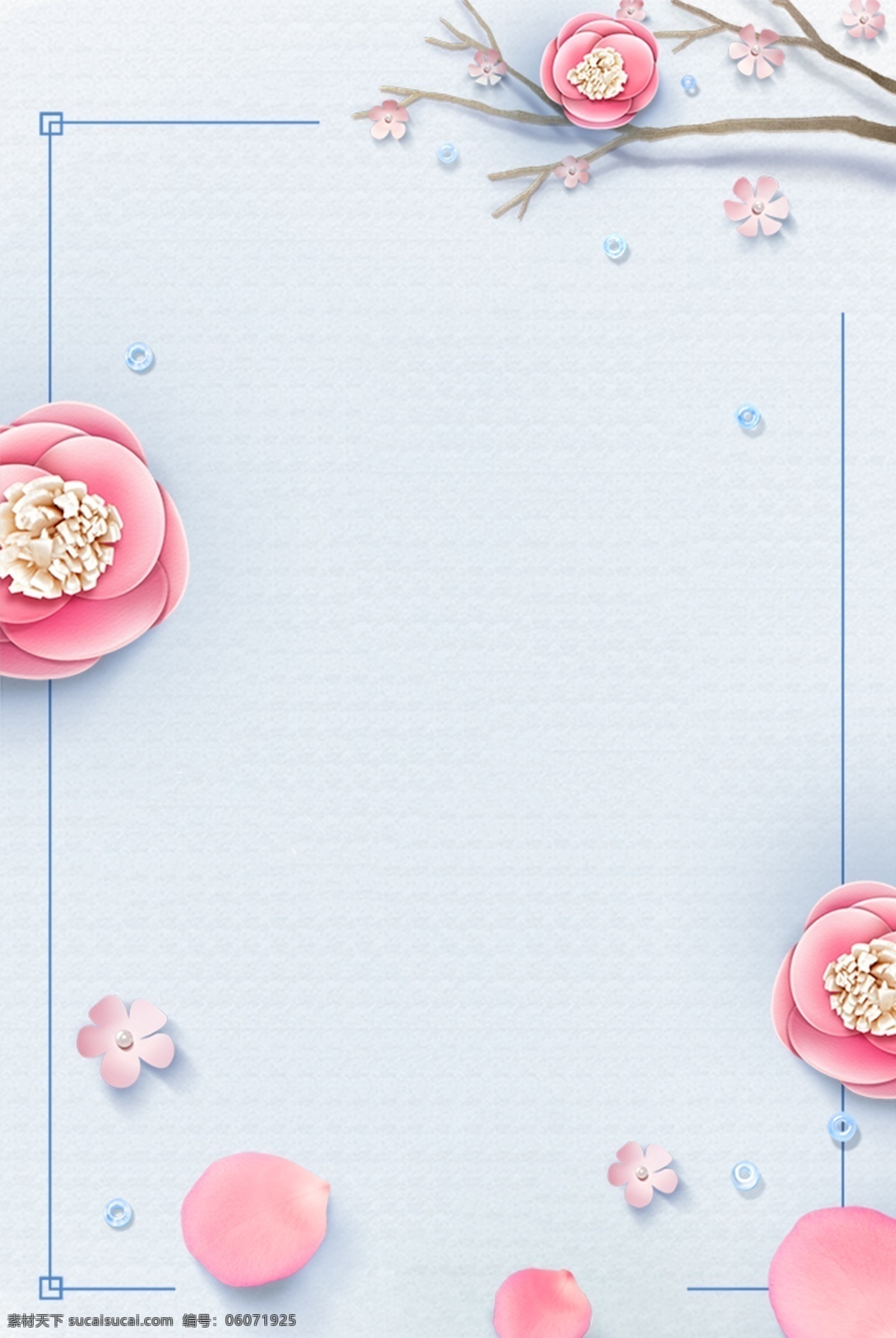 九月 清新 边框 主题 海报 你好 文艺 简约 花朵 花瓣 底纹