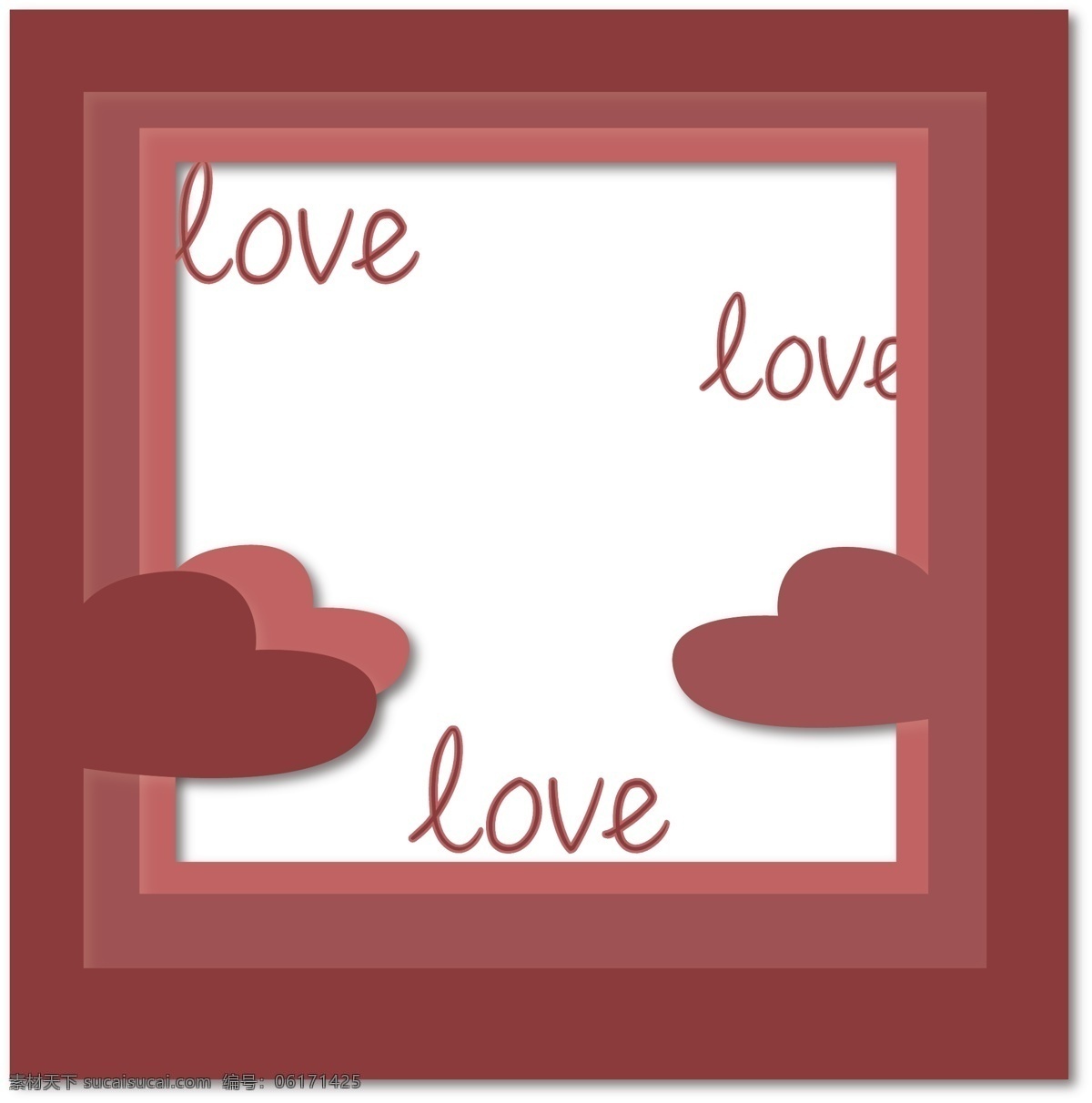 情人节 立体 方形 剪纸 边框 立方体边框 字母创意边框 个性边框纹理 简约边框纹理 爱情